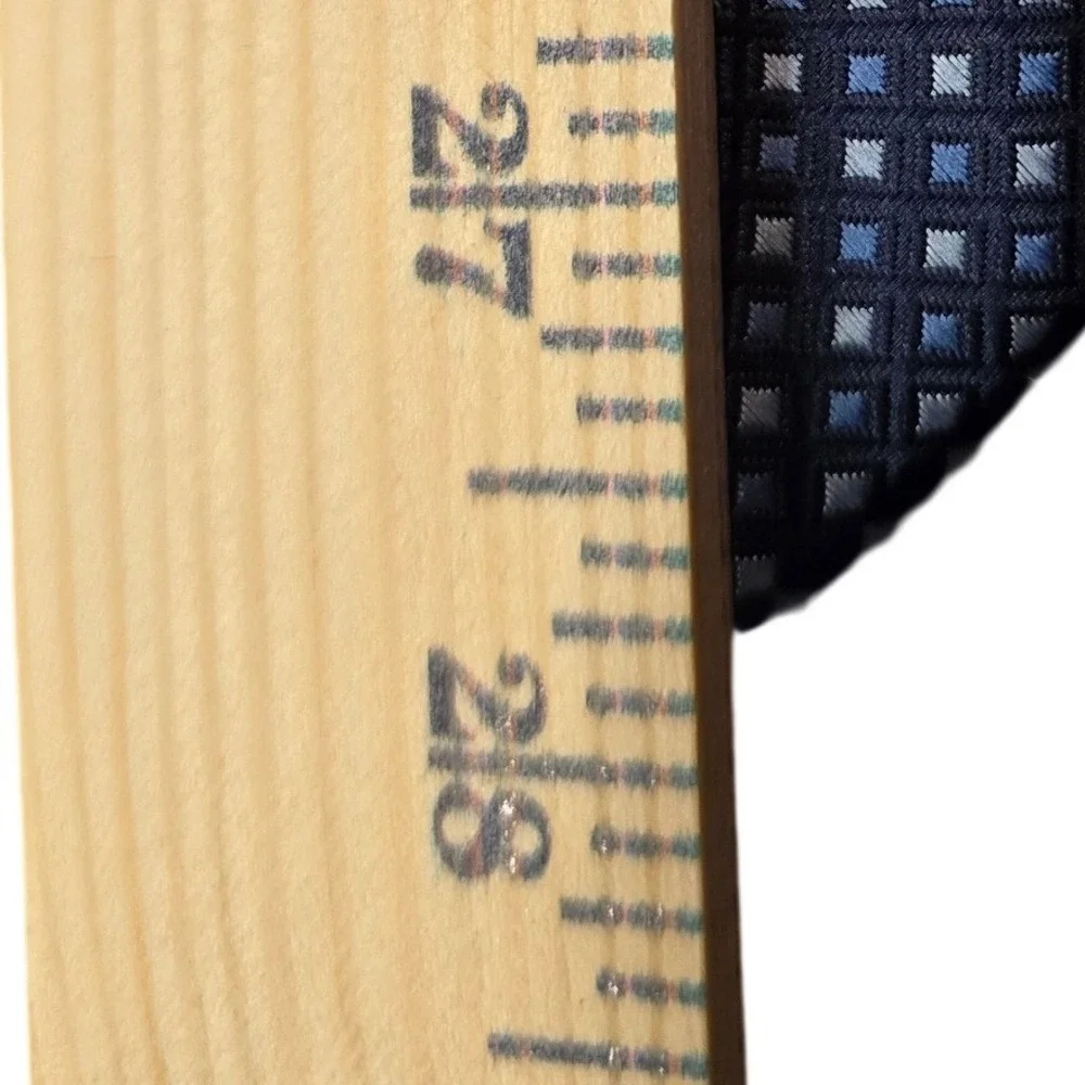 Clericci Mens‎ Navy Blue Geometric Square Grid Pattern Polyester Necktie Tie